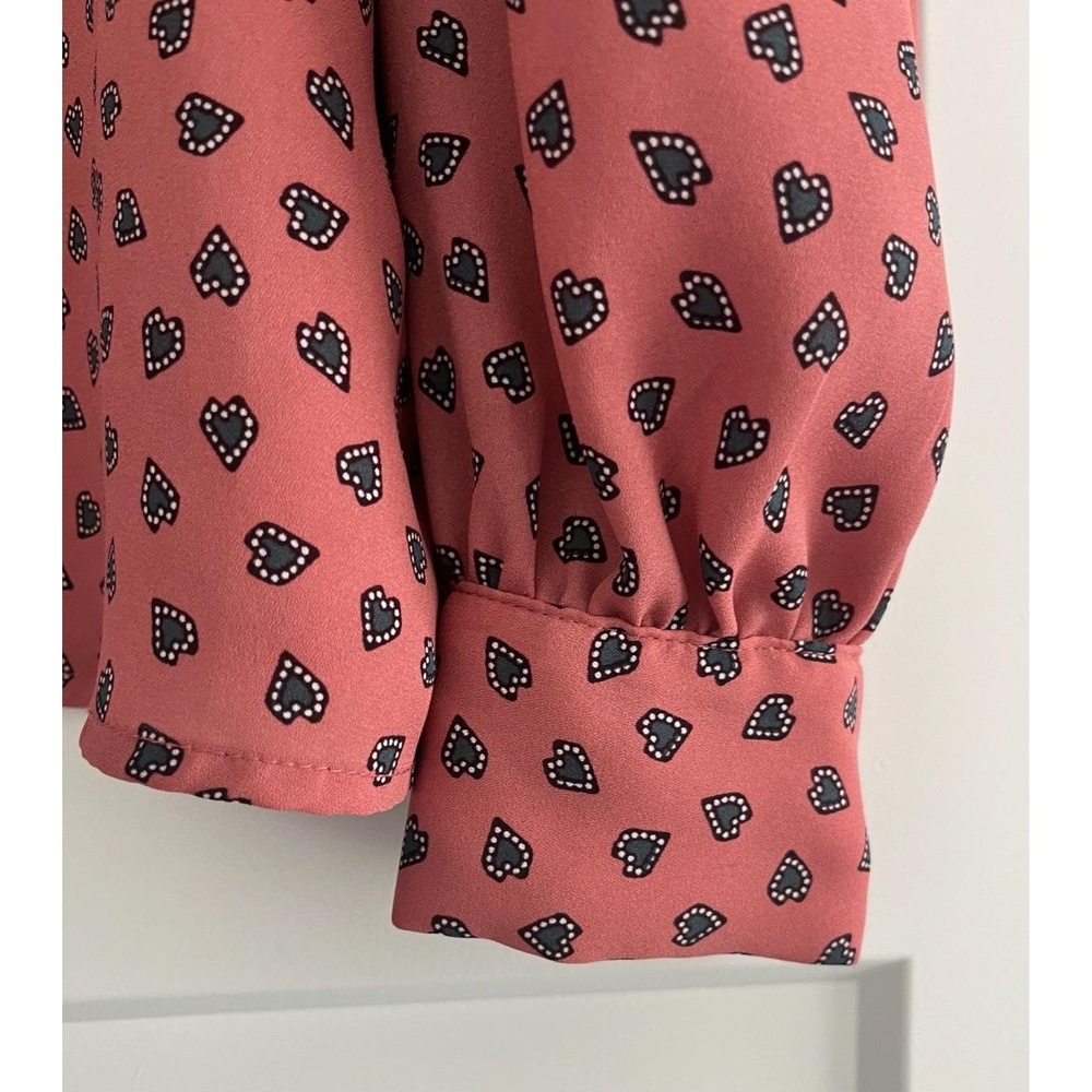 EUC Ann Taylor Womens Long Sleeve Blouse Dusty Rose Smocked Neck Romantic, Large - Picture 5 of 13